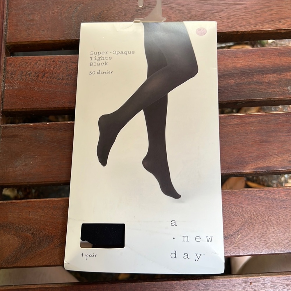 NWT plus-size super-opaque black tights